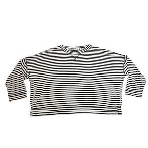 Caslon Crewneck Stripe Drop Shoulder Top Size XXL Casual Preppy Classic Neutral